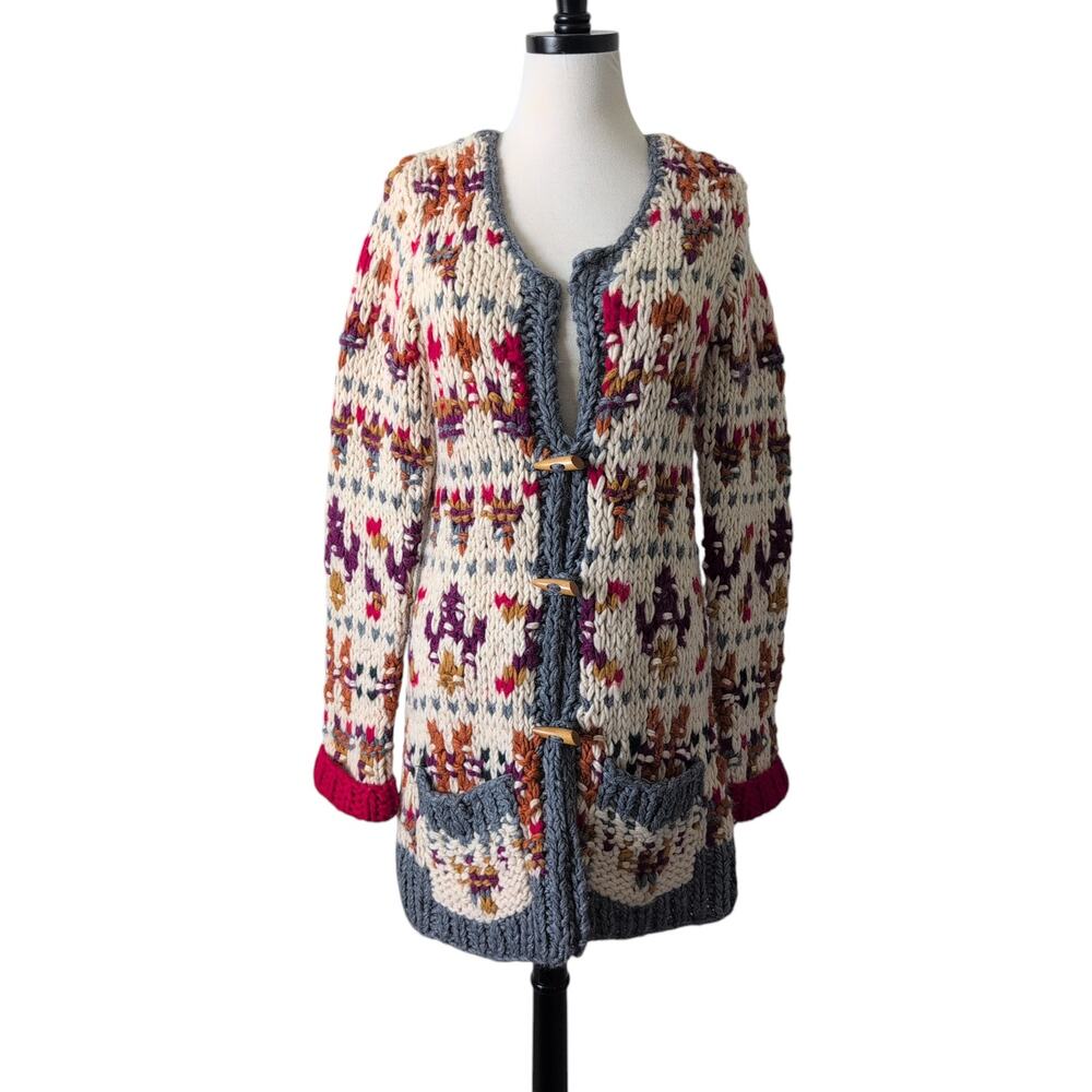 Anthropologie Sleeping in Snow‎ Chunky Knit Toggle Button Cardigan Womens Medium